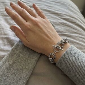 Textured Solid Dark Silver Statement Bracelet